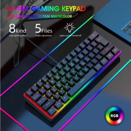 61 Key K401 Notebook Desktop Wired Gaming Mini Keyboard Waterproof RGB Luminous E-Sports Leisure Office Mechanical  Keyboard