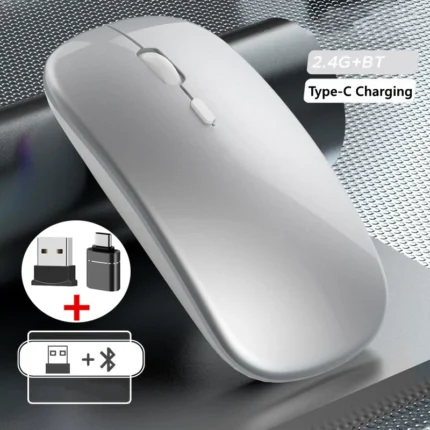 Wireless Mouse Bluetooth-Compatible Gaming Mouse (Dual Mode:BT+2.4Ghz) Ergonomic Rechargeable Mice for PC/Laptop/Macbook  ﻿